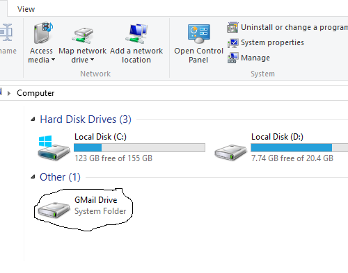 gmail as hard drive